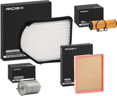 Produktbild von RIDEX Filterset Inspektionspaket Filtersatz passend für MERCEDES-BENZ C-Klasse Limousine (W202) CLK Cabriolet (A208)