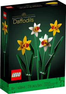 Produktbild von LEGO Icons Narzissen 40646 Set mit 4 Blumen, 30 cm lang, verstellbare Blätter