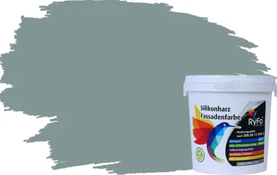 Produktbild von RyFo Colors Silikonharz Fassadenfarbe Lotuseffekt Trend Fjordgrau 1l - bunte Fassadenfarbe, weitere Grau Farbtöne und Größen erhältlich, Deckkraft Klasse 1