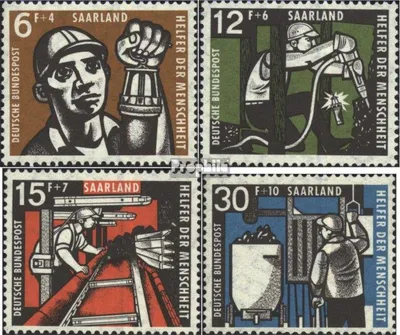 Produktbild von Briefmarken Saarland 1957 Mi 404-407 (kompl.Ausg.) gestempelt Wohlfahrt: Kohlebergbau