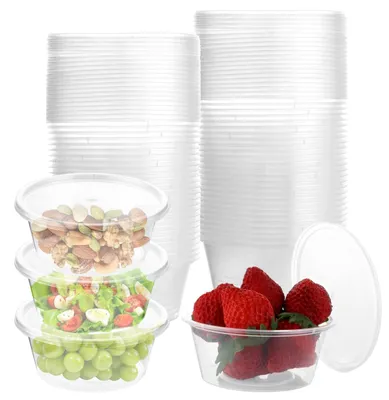 Imagen del producto de Juego de 100 cajas de almacenamiento redondas con tapa, de 200 ml