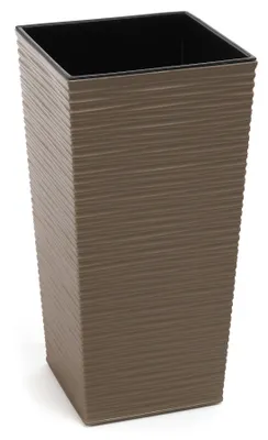 Obrázek produktu pro Obal na květináč FINEZIA PROUTÍ plast hnědo šedý 30x30x57cm