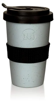 Produktbild von Kaffeebecher to go, Porzellan Coffee-to-go Becher mit auslaufsicherem Deckel, Beton-Design, grau, 400ml