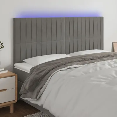 Produktbild von The Living Store LED Kopfteil Hellgrau 200x5x118/128 cm Samt