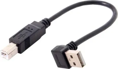 Produktbild von SYSTEM-S USB 2.0 Kabel 20 cm Typ B Stecker zu Typ A Stecker Winkel (up-angled)