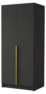 Produktbild von MIRJAN24 Kleiderschrank Bono I, Schlafzimmer, Drehtürenschrank, mit Kleiderstange, Modern, Garderobenschrank, Metallgriffe (Farbe: Schwarz / Schwarz + Gold)