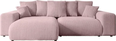Produktbild von Ecksofa mit Schlaffunktion und Bettkasten ESKAR-L -266x176x72 cm Rosa- Corner Sofa Bett Eckcouch Couch L-Form Schlafcouch Ausziehbar Wohnlandschaft Schlafsofa Cauchsofa