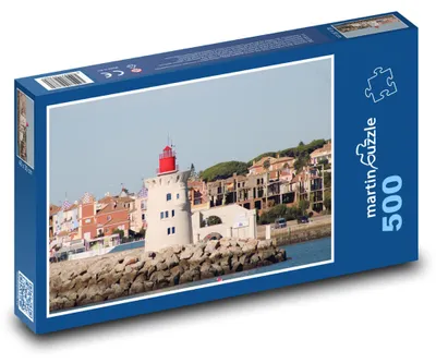 Zdjęcie produktu dla Puzzle 500 Latarnia morska i wybrzeże portowe - martinpuzzle