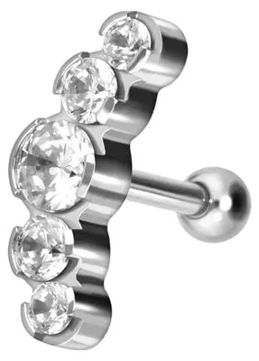 Produktbild von Ohrpiercing Titan Ohrpiercing 5 EINGEFASSTE KRISTALLE