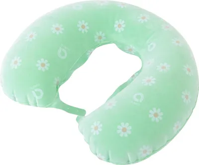 Produktbild von Avenli Reise-Nackenkissen 53x34,5 cm – aufblasbares U-Kissen mit Flok-Beschichtung & Kamillen-Duft – ergonomisches Kopf- & Nackenstützkissen, kompakt & leicht, grün