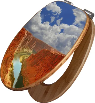Zdjęcie produktu dla Deska sedesowa banjado Design z mechanizmem cichego opuszczania – Grand Canyon – deska sedesowa z mechanizmem cichego opuszczania, wykonana z drewna i wysokiej jakości bambusa, pasująca do wszystkich popularnych modeli toalet [TDB2 10091]