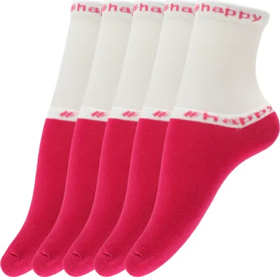 Produktbild von Giulia 5 Paar atmungsaktive Fein Socken Damen mit Print Tattoo Halbsocken Söckchen Kurzsocken Mädchen Frauen 36-38 Fuxia