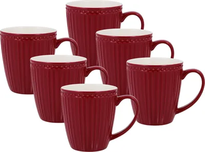 Produktbild von Greengate Alice Becher mit Henkel claret red 0,4 l Set6