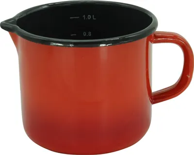 Produktbild von Milchtopf "Rom" 12 cm Emaille rot, geflammt