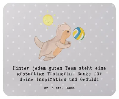 Produktbild von Mr. & Mrs. Panda Mauspad Volleyball Trainerin - Grau Pastell - Geschenk, computermatte, mousematte, Sportart, Spielfeld, computer, Unterstützung, Mouse Pad, Geduld, Sport