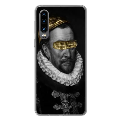 Produktbild von MuchoWow® Handyhülle Schutzhülle Hülle für Huawei P30 Malerei - Schwarz und Gold - Alte Meister Silikon Softcase Handy Hülle - Kartenbesitzer