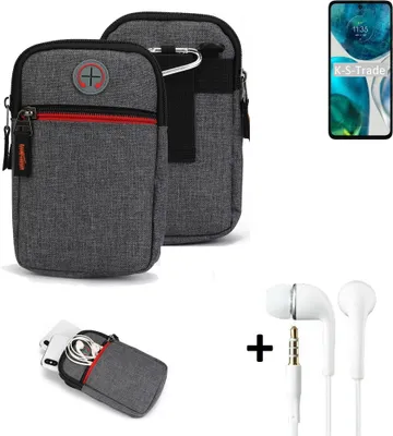 Produktbild von K-S-Trade Gürteltaasche + Kopfhörer kompatibel mit Motorola Moto G52 Handy Tasche Holster Schutz Hülle Handy Hülle grau Zusatzfächer 1x