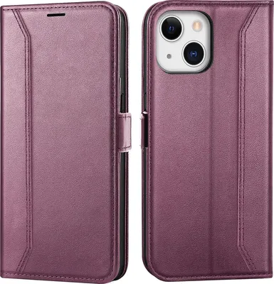 Produktbild von Handyhülle für iPhone 13 Hülle Flip Case klappbare Tasche Schutzhülle, Brombeere