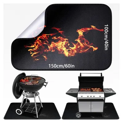 Produktbild von Feuerfeste Unterlage | Faltbare Hitzeschutzmatte 100 * 150 cm | Bodenschutzmatte für Grill und Kamin