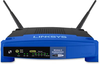 Produktbild von Linksys WRT54GL, 802.11g, Ethernet/LAN, Schwarz, Blau, Tabletop-Router