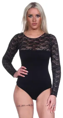 Produktbild von Damen y Body Spitze Tüll Schwarz/M/38