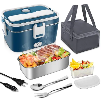 Elektrische Lunchbox 3-in-1, 120 W, 1,8 L Edelstahl, für Auto & Büro