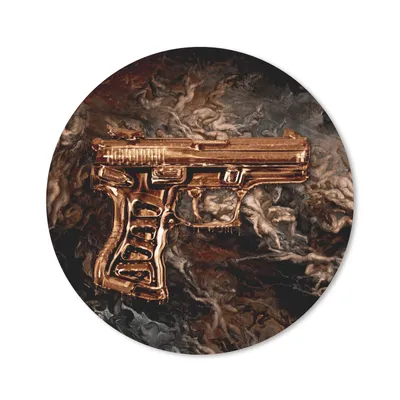 Produktbild von MuchoWow® Mauspad Mousepad Pistole - Gold - Schwarz 40x40 cm - Mousepads - Maus Mat - Pad - Mausunterlage - Schreibtisch Accessoires
