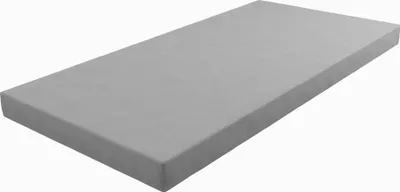 A gray mattress on a white background.