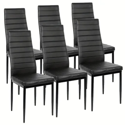 Obrázek produktu pro Jídelní židle – Kuchyňská židle – Ergonomická čalouněná židle – Černá – Sada umělé kůže