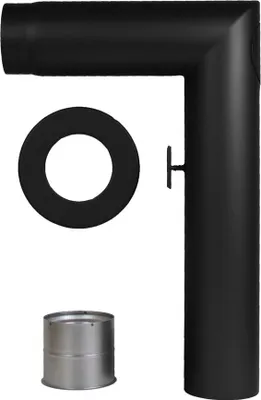 Produktbild von CONFUEGO Ofenrohr-Set 1x abgewinkelt (1x 90°)| Premium schwarz ø 150 mm