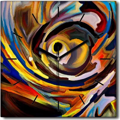 Produktbild von Coloray Uhr auf Leinwand 30x30 cm Wand Uhr Dekoration Wohnzimmer Segeltuch schwarze Hände -Abstraktion Kunstkunst