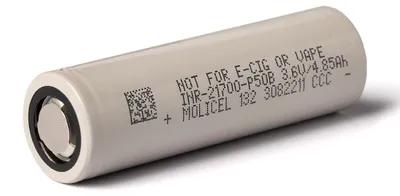 Produktbild von Molicel INR21700-P50B, 5000mAh Li-Ionen-Akku, 3,6V - 3,7V -21700 Akku 60A für besonders hohe Ströme flachen Pluspol