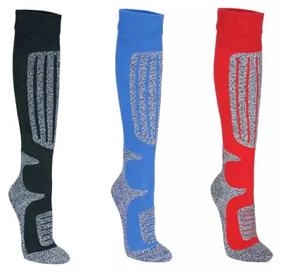 Produktbild von Skisocken Uni 3er Pack – Thermo Skistrümpfe für Damen und Herren – Wolle-Mix, gepolstert und atmungsaktiv    , Farbe:Schwarz, Größe Socken & Strumpfhosen Erwachsene:35-38