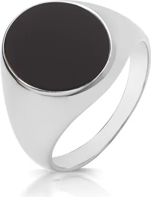 Produktbild von Modischer 925 Sterling Silber Herren - Monarchenring / Siegelring mit Onyx, 59 (18.8); TRS33138RSR