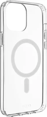 A clear, studio shot of a transparent phone case.