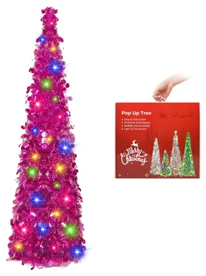 Produktbild von Weihnachtsbaum 150 cm, faltbar, rosarot, mit Ständer, für Feiertage