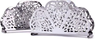 Produktbild von Famanu Serviettenhalter Edelstahl, 2 Stück, retro Design, für Arbeitsplatte, Küche, Esstisch, Esszimmer (Silber)