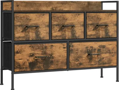Produktbild von SONGMICS Kommode, Schrank Schlafzimmer, 5 Schubladen mit Griffen, Sideboard