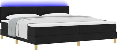 Produktbild von LED Boxspringbett mit Kopfteil Schwarz 200 x 200 cm Stoff