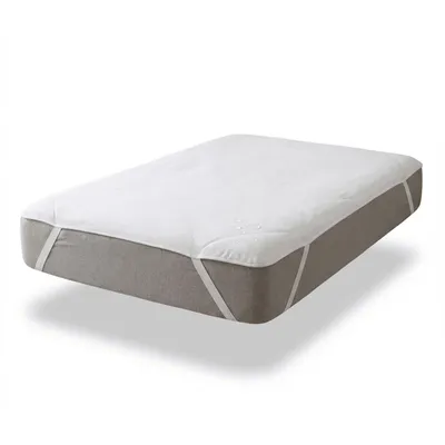 A mattress protector is shown on a mattress.