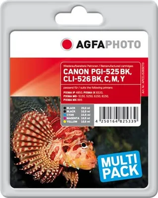 Produktbild von AgfaPhoto APCCLI526SETD, Schwarz, Cyan, Magenta, Gelb, 5 Stück(e), Multipack
