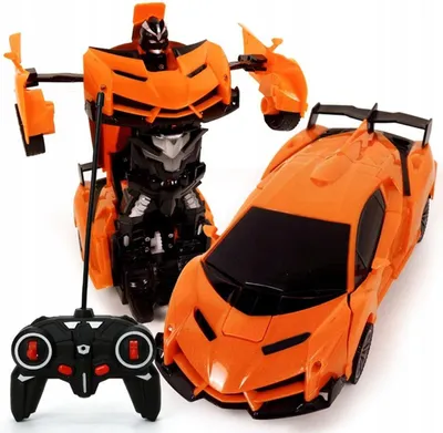 Zdjęcie produktu dla Auto RC Robot 2 w 1 pomarańczowe jazda drift światła dźwięki transformująca zabawka