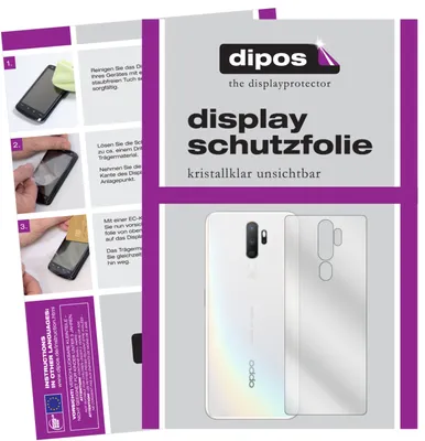 Produktbild von 2x Schutzfolie für Oppo A5 (2020) Rückseite klar Displayschutzfolie Folie Display Schutz dipos