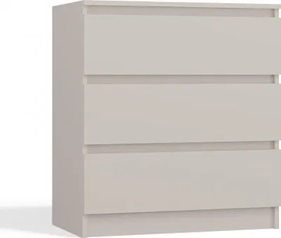 Obrázok produktu pre Moderná veľká komoda MALWA M3 s 3 zásuvkami bez úchytiek | Farba: kašmírová béžová | Rozmery: 75x70x40 cm