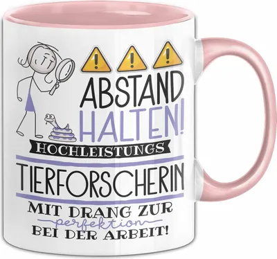 Produktbild von Tierforscherin Tasse Geschenk Lustig Abstand Halten Hochleistungs-Tierforscherin Mit Drang Zur Perfektion Bei Der Arbeit (Rosa)