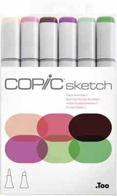 Produktbild von Copic Sketch Set Grafikmarker - Floral Favourite  1 - Nachfüllbar mit Copic Ink - 6 Stk