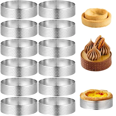 12 Dessertringe aus Edelstahl, 6 cm, perforiert
