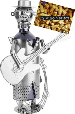 Produktbild von Brubaker Wein Flaschenhalter Gitarrist Metall Skulptur mit Geschenkkarte