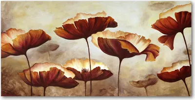 Produktbild von Tulup® Leinwandbild -100x50 cm - Wandkunst - Drucke auf Leinwand - Leinwanddruck  - Blumen & Pflanzen - Braun - Mohnblumen
