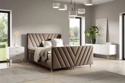 Produktbild von Boxspringbett Schlafzimmerbett CARLITO 160x200cm in Stoff Fresh Braun